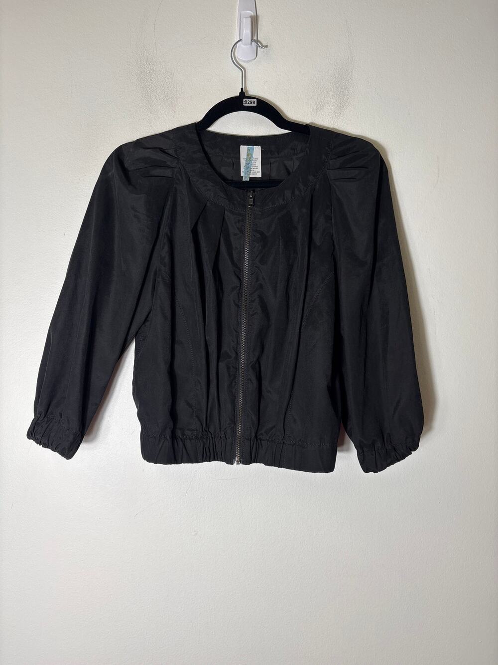 Moonlight Black Lightweight Puff Sleeve Zip Up Jacket Sz S